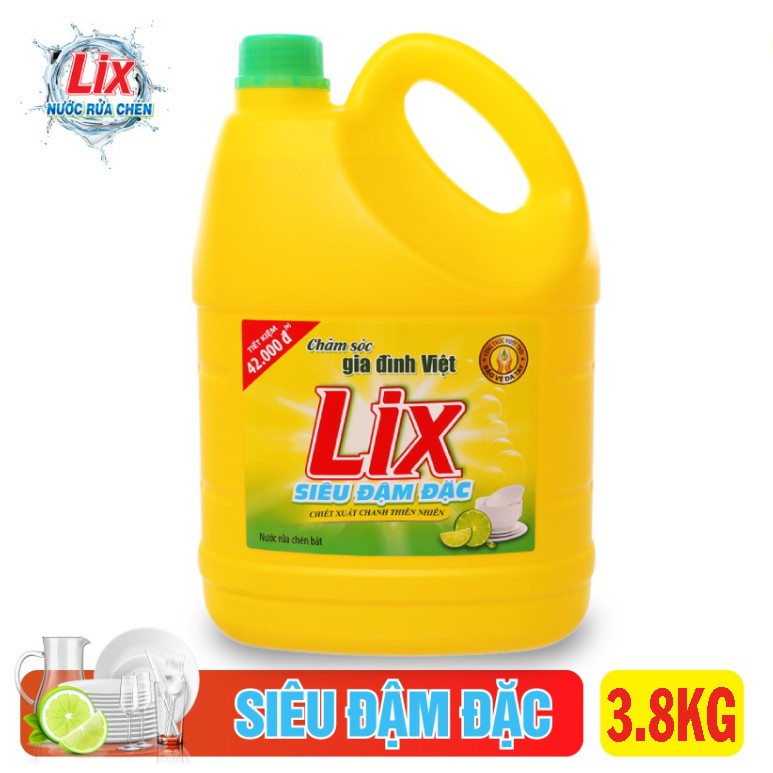 Nước rửa chén Siêu sạch Lix Hương Chanh 3.6Kg