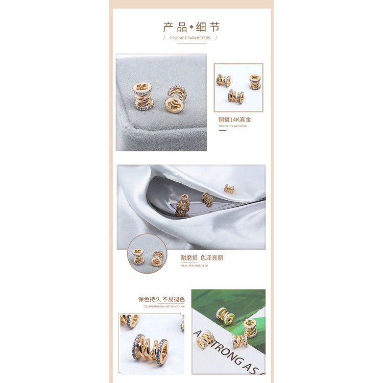 Hạt Xỏ Vòng Eo Bằng Đồng Thau Mạ Vàng 18K Phụ Kiện Làm Trang Sức Thủ Công