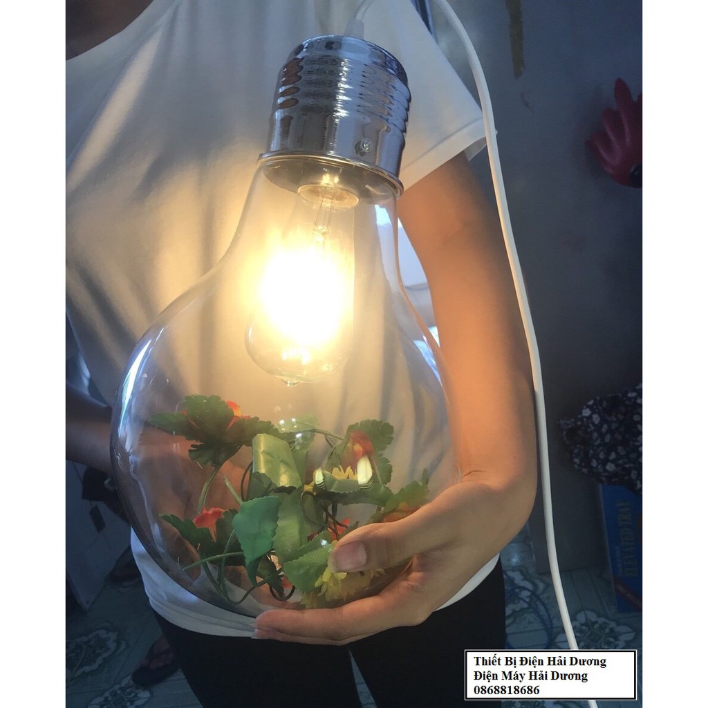 Đèn thả trang trí hình bóng led TN559 (kèm cây xanh) - Đường kính 300mm - Bảo hành 12 tháng