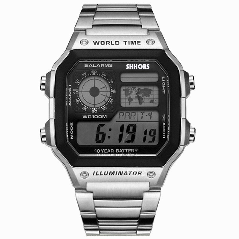 Đồng Hồ Nam Chính Hãng Dây Thép Mặt Vuông SHHORS AE-1200WHD.