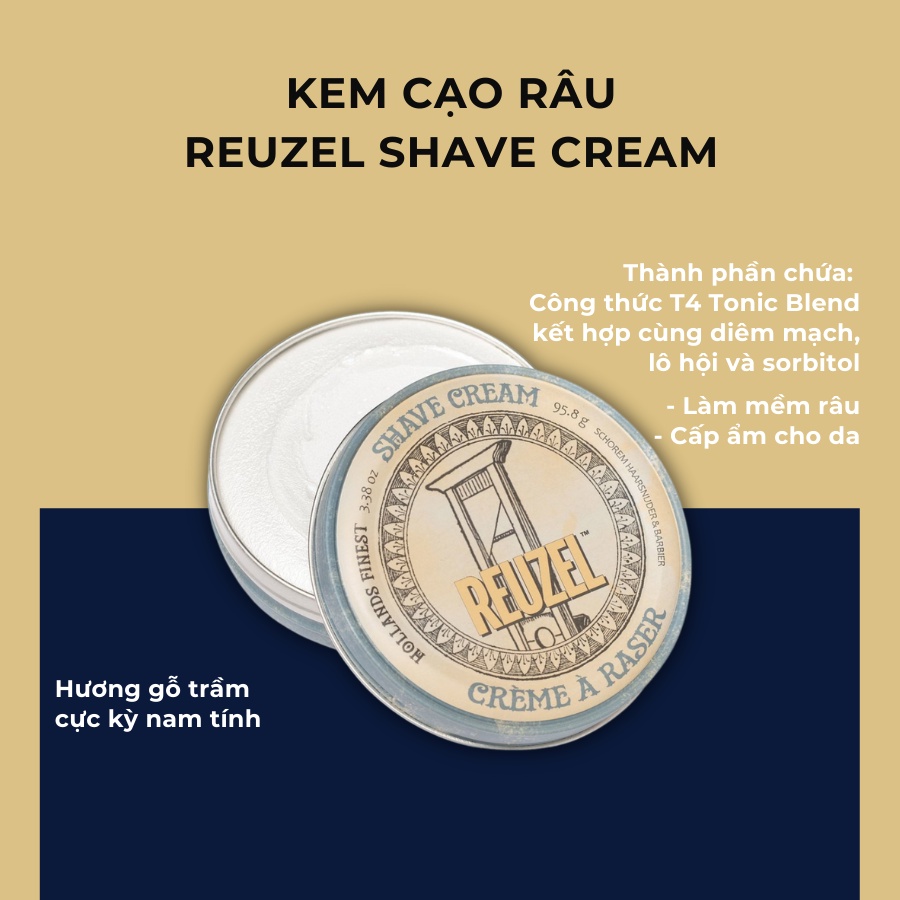 Kem cạo râu Reuzel Shave Cream 28.3G-95.8G-283.5G