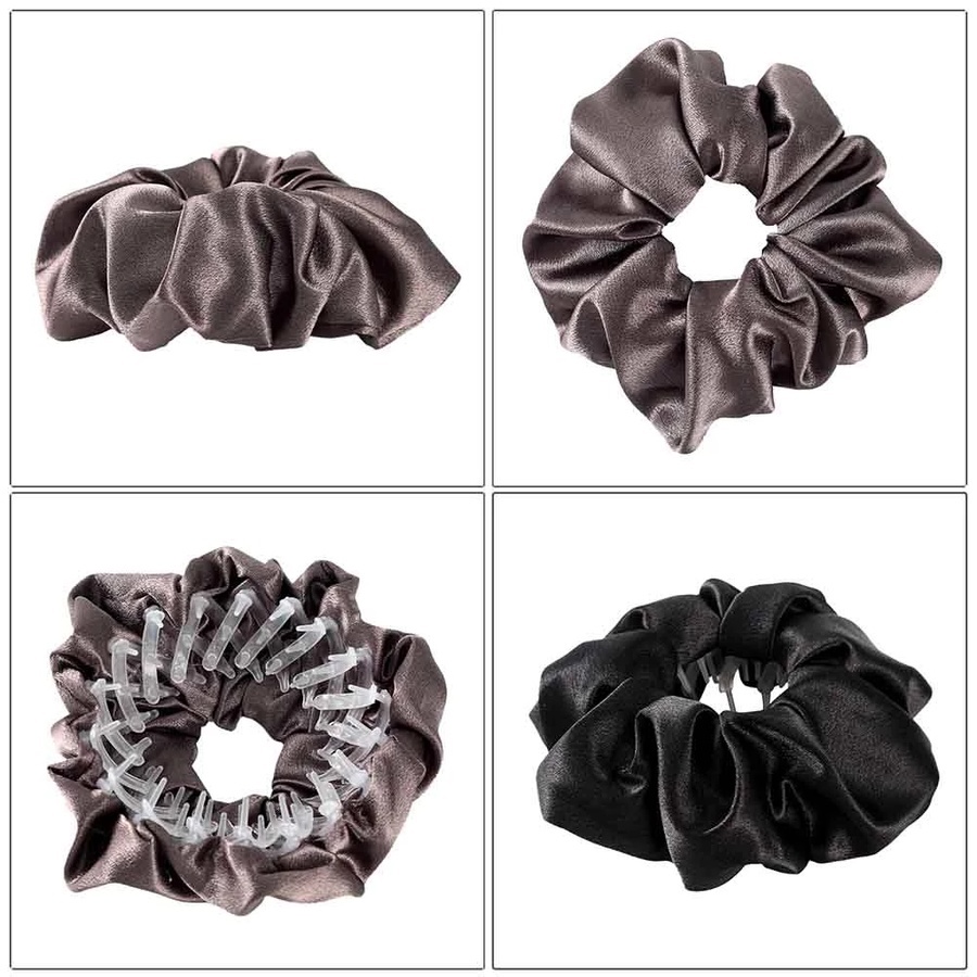 Thun cột kẹp tóc màu trơn bằng satin thời trang cho nữ