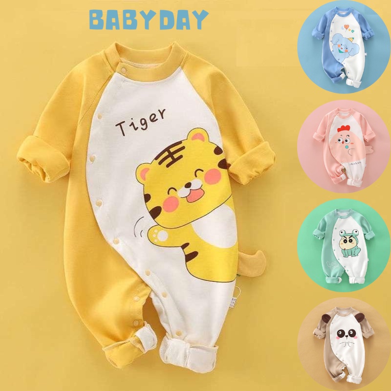 Bodysuit LOTUKA Cúc Chéo Hình Thú Đáng Yêu Bộ Liền Thân Dài Tay Thu Đông Cho Bé Size 3-12KG