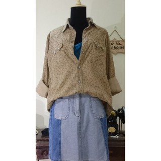 Chuẩn sơ mi nhung tăm oversize họa tiết hoa leo chất lượng