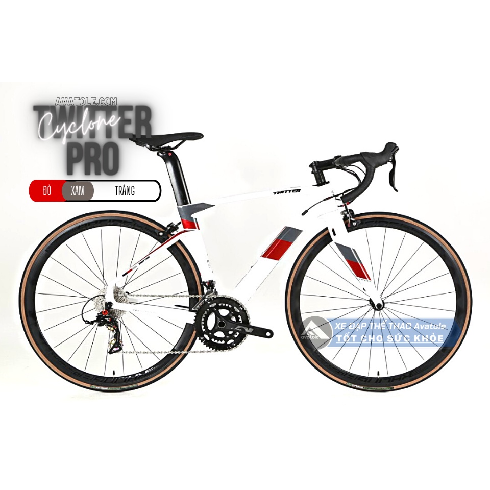 Xe đạp đua Twitter CYCLONE pro 2021, Khung sườn Carbon Nano (EPS Technology), Bộ truyền động Retropec 22speed, Màu trắng