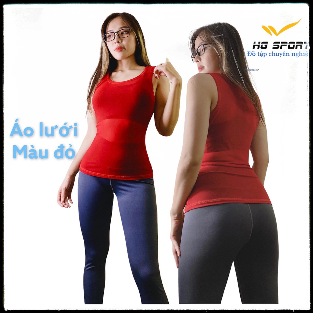 Áo tập Gym, Yoga, Đồ Tập Thể Thao nữ, Áo sát nách lưới dáng ôm Hg Sport ASNL1