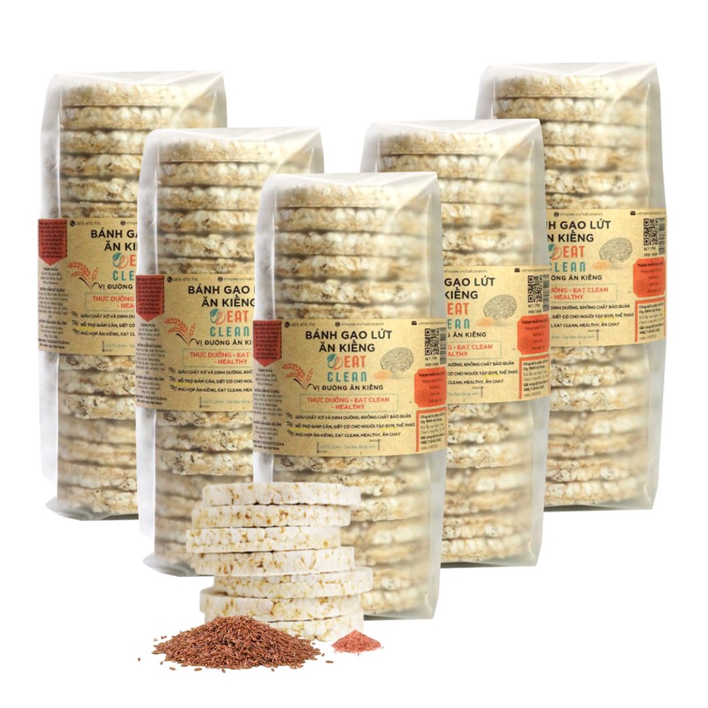 Combo 5 gói Bánh gạo lứt EATCLEAN - Ăn kiêng, Giảm cân, Thực dưỡng, Lành mạnh, Healthy, Eat Clean