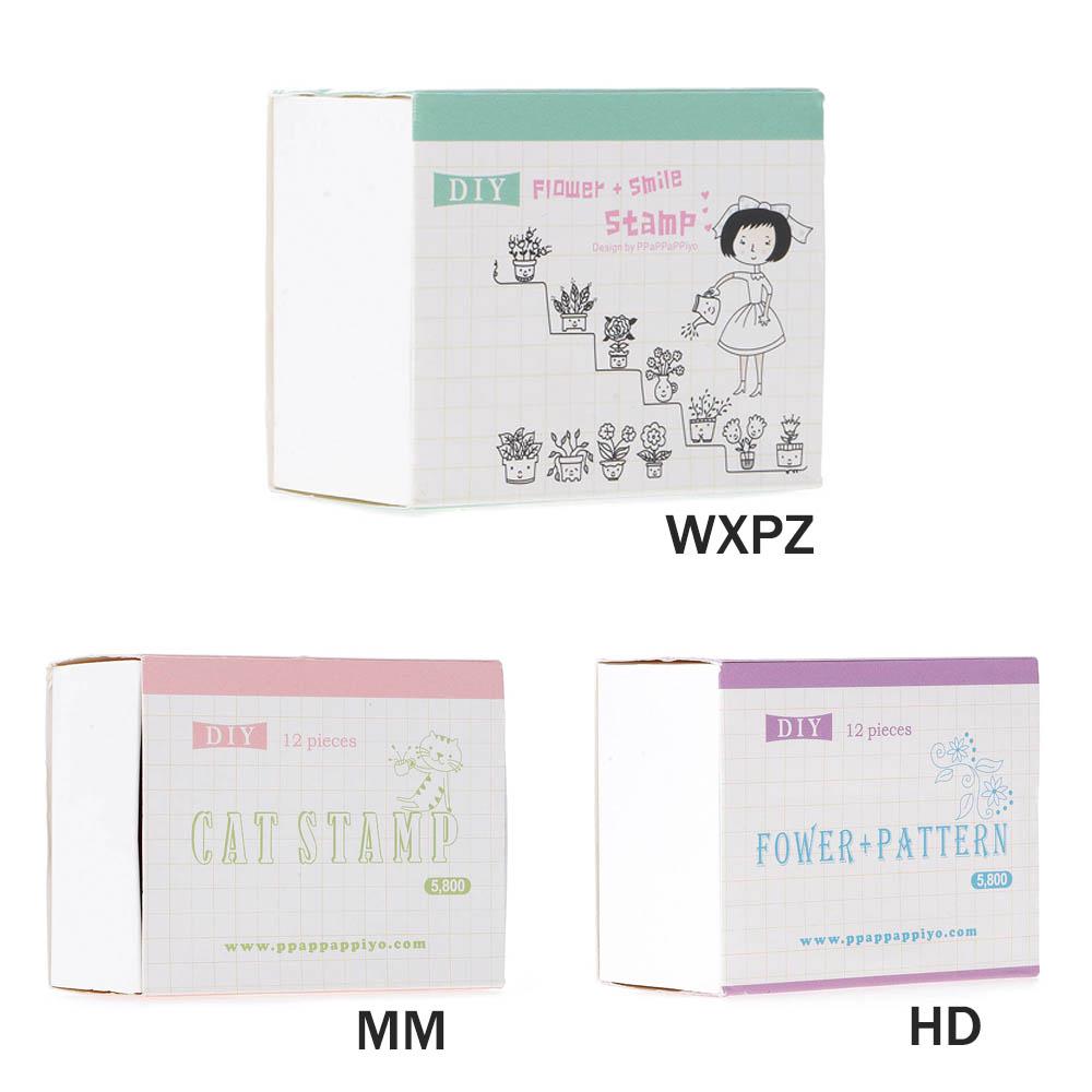 Bộ 12 Con Dấu Gỗ In Họa Tiết Mèo Hoạt Hình Trang Trí