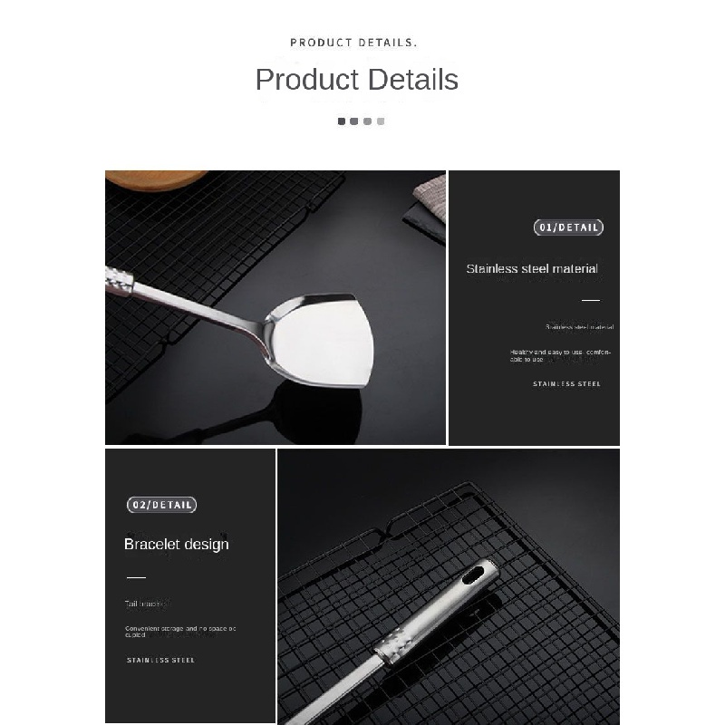 Kitchen Stainless Steel Spatula with Magnetic Nine Beads Steel Handle Spatula Kitchenware Spatula（crthl）