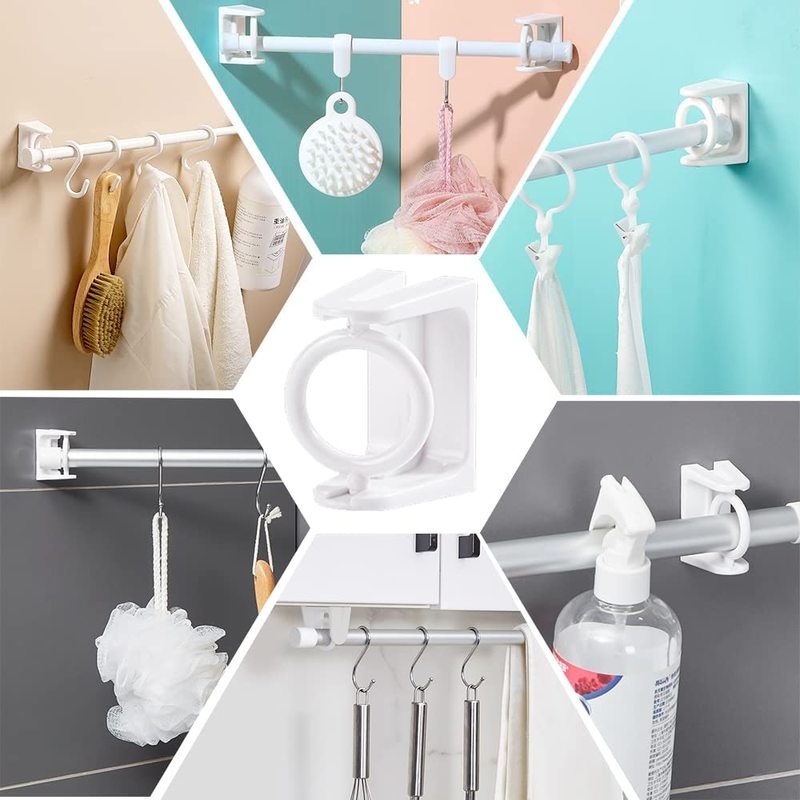 Bộ 2 Giá Đỡ Thanh Treo Rèm Xoay 360 Độ Tiện Dụng° Giá Đỡ Thanh Treo Rèm Hình Tam Giác Không Cần Khoan Lỗ Có Thể Xoay Dành Cho Phòng Tắm/Nhà Bếp/Phòng Tắm
