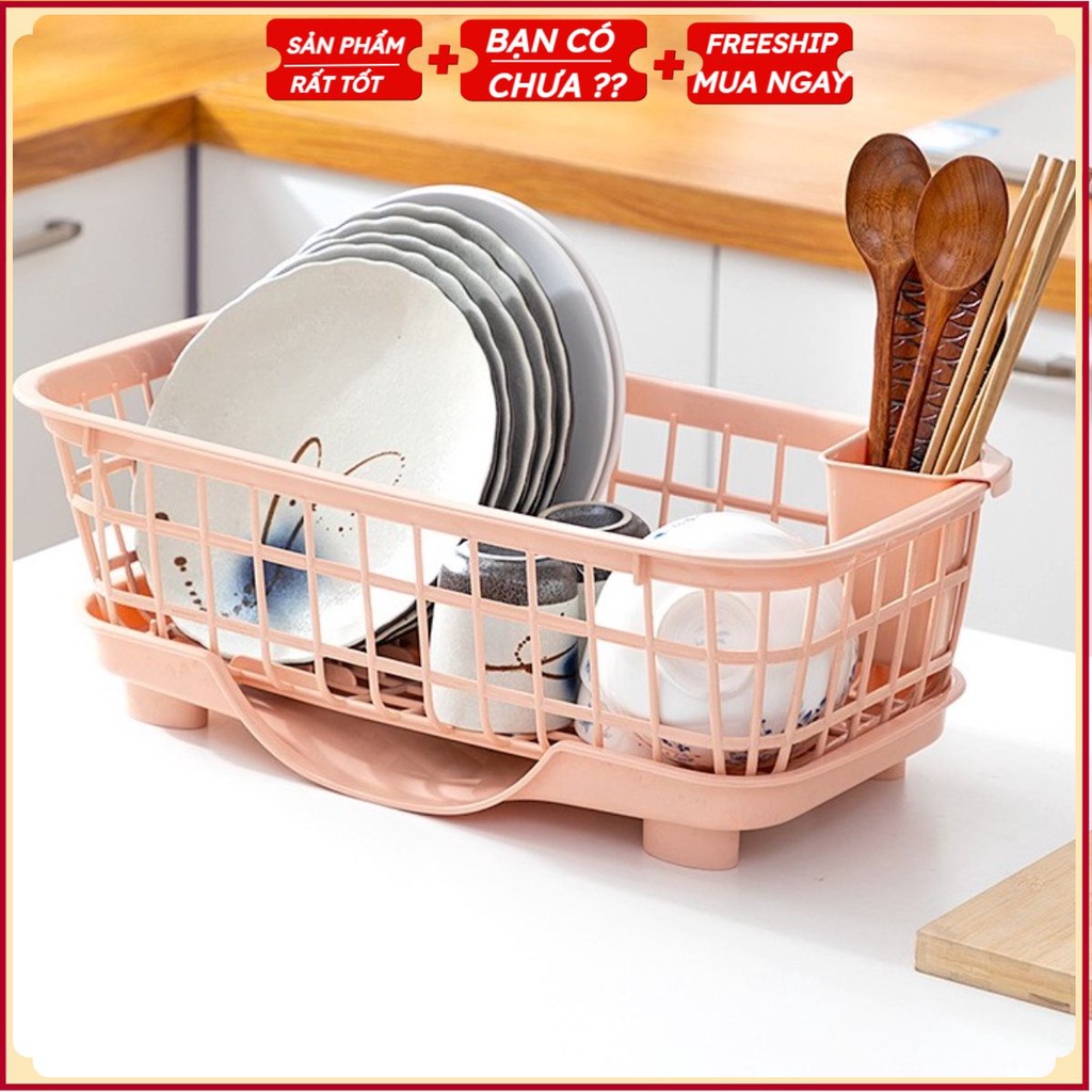 (PVN32333) Khay Nhựa Úp Chén Bát Ráo Nước Tiện Lợi - Rổ úp bát đĩa có khay hứng nước [SIZE LỚN]