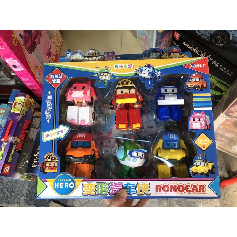 Đồ Chơi Biệt Đội Xe Biến Hình Robocar Poli Bộ 6 Xe Biến Hình Thành Robot 2in1