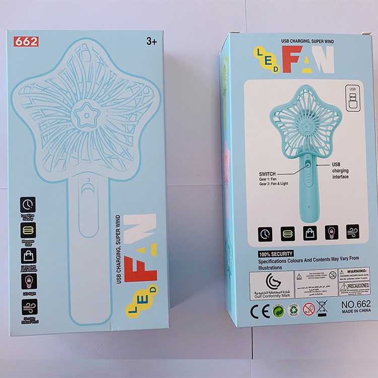 Quạt cầm tay mini sạc tích điện USB để bàn đèn led ngôi sao cute dễ thương giá rẻ F662