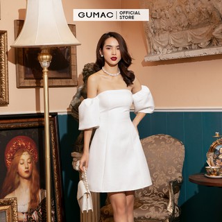Đầm nữ body Luxury GUMAC cúp ngực cao cấp màu trắng nhiều size DVB1172