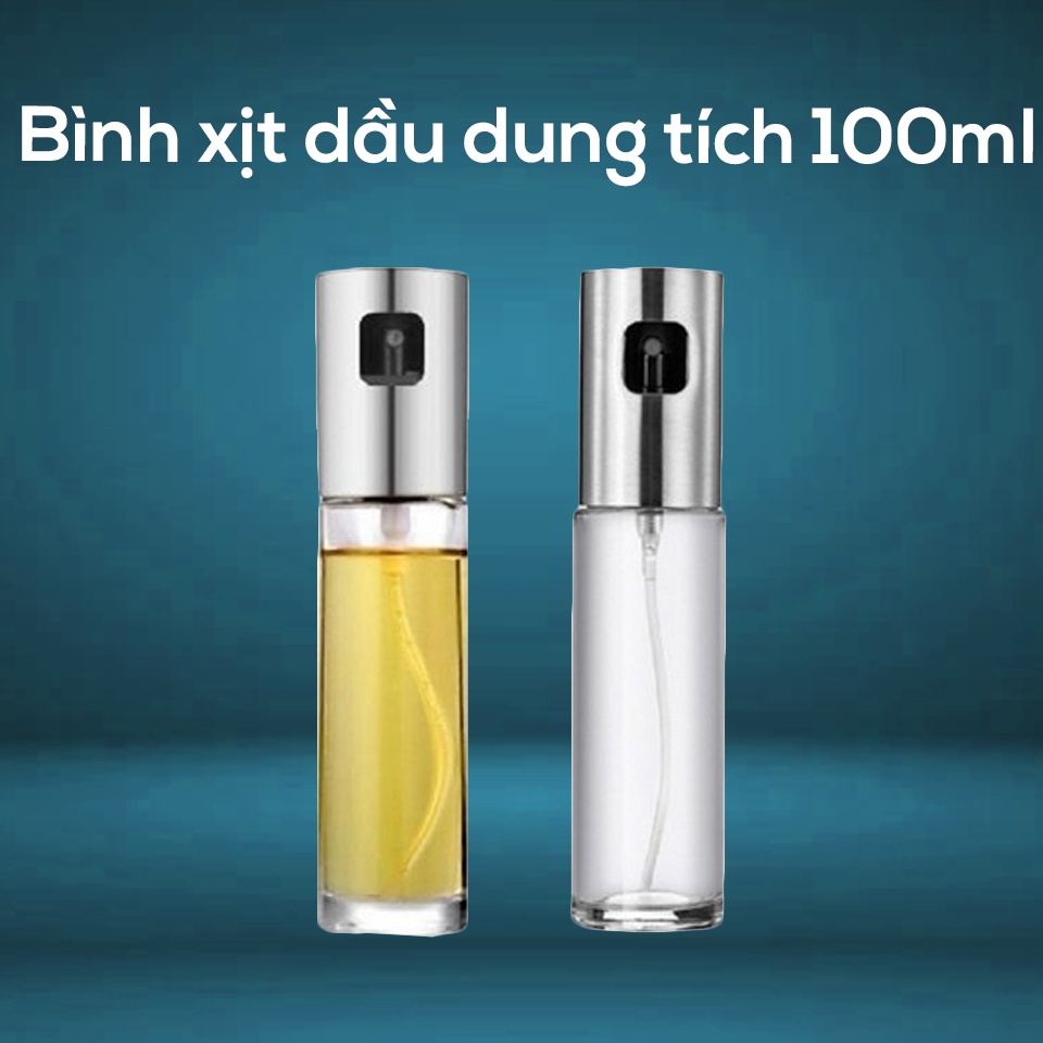 Bình xịt dầu ăn, Bình xịt gia vị thủy tinh 100ml thiết kế nhỏ gọn, tiện lợi, phụ kiện nồi chiên không dầu.