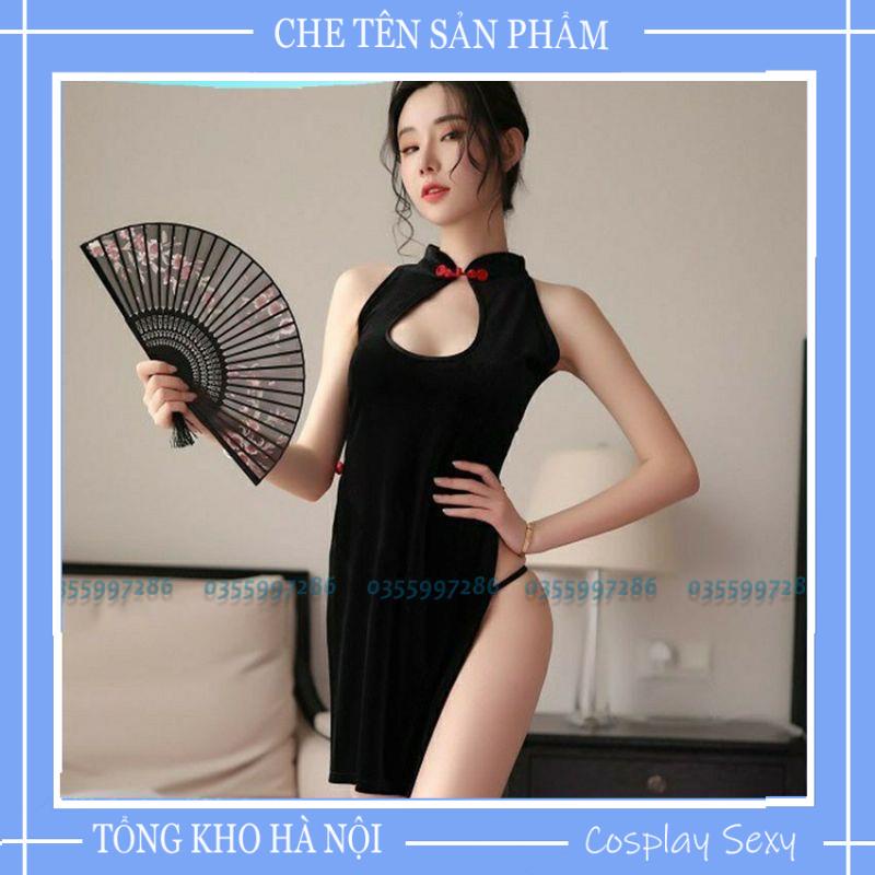 Bộ Đồ Ngủ Cosplay Cô Gái Thượng Hải. Váy Ngủ Sườn Xám Nhung Cao Cấp Hờ Lưng - Sexy Sleepwear Code: SXN1750 | BigBuy360 - bigbuy360.vn