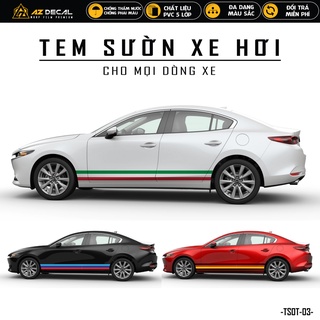 Tem sườn xe ô tô mẫu cờ đức, pháp, italy, performance | tsot-03 | decal dán sườn xe ô tô đẹp nhất