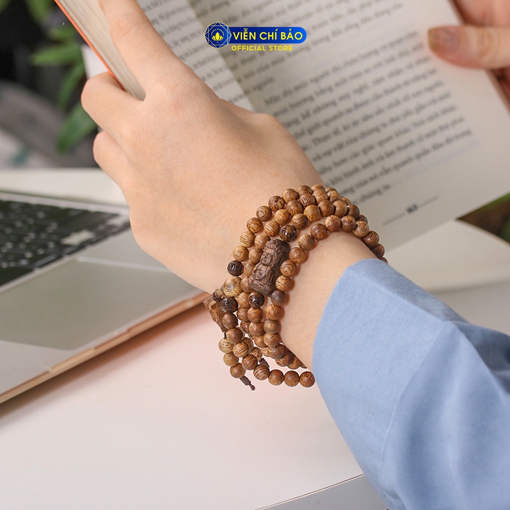 Vòng tay Trầm Hương nam nữ trầm tốc charm Phật, hoa sen thời trang phụ kiện trang sức Viễn Chí Bảo V000806