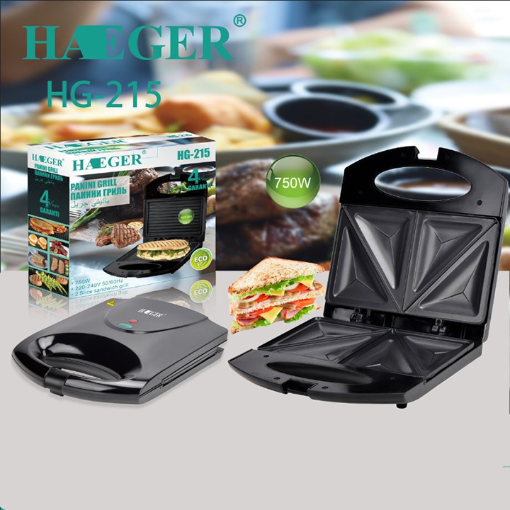 Máy Kẹp Nướng Bánh Mì Sandwich Khuôn Tam Giác Haeger 750W