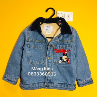 Áo khoác denim lót lông bé trai