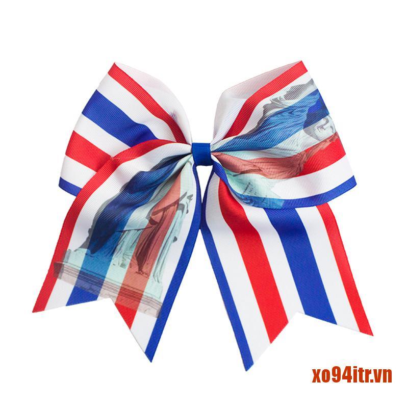 XOITR  American Flag Baby Hair Ribbon Bow Hair Clip Independence Day Bow Headband