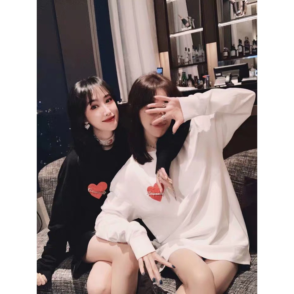 Áo nỉ nữ kim băng hình tim đáp nổi 3 màu