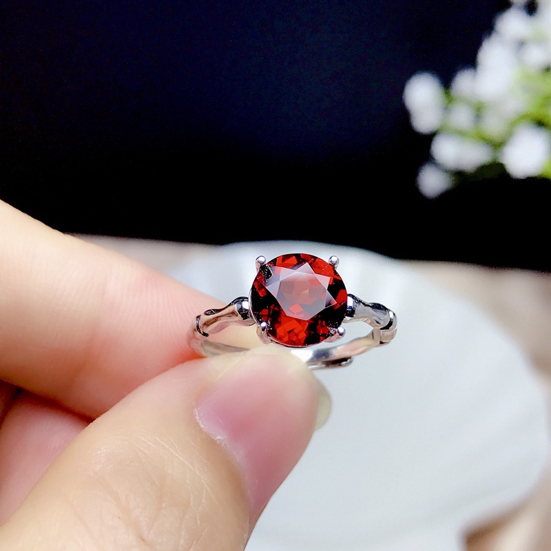 Mới Nhẫn Bạc 925 Đính Đá Hồng Ngọc Và Đá Hồng Ngọc Sang Trọng Cho Nữ