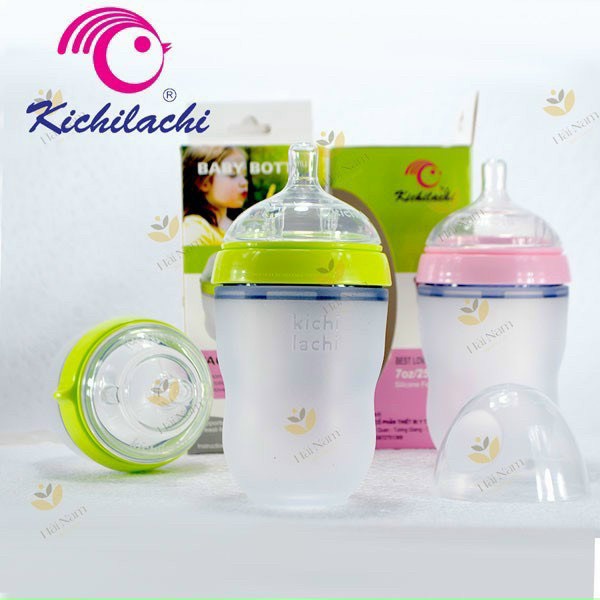 Bình Sữa Kichi 150ml/250ml. Núm Silicon Siêu Mềm.