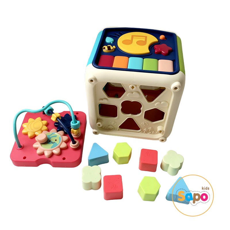 Hộp âm nhạc đa năng 7 mặt giáo dục sớm cho trẻ có tặng kèm pin và tua vít Sapo Kids