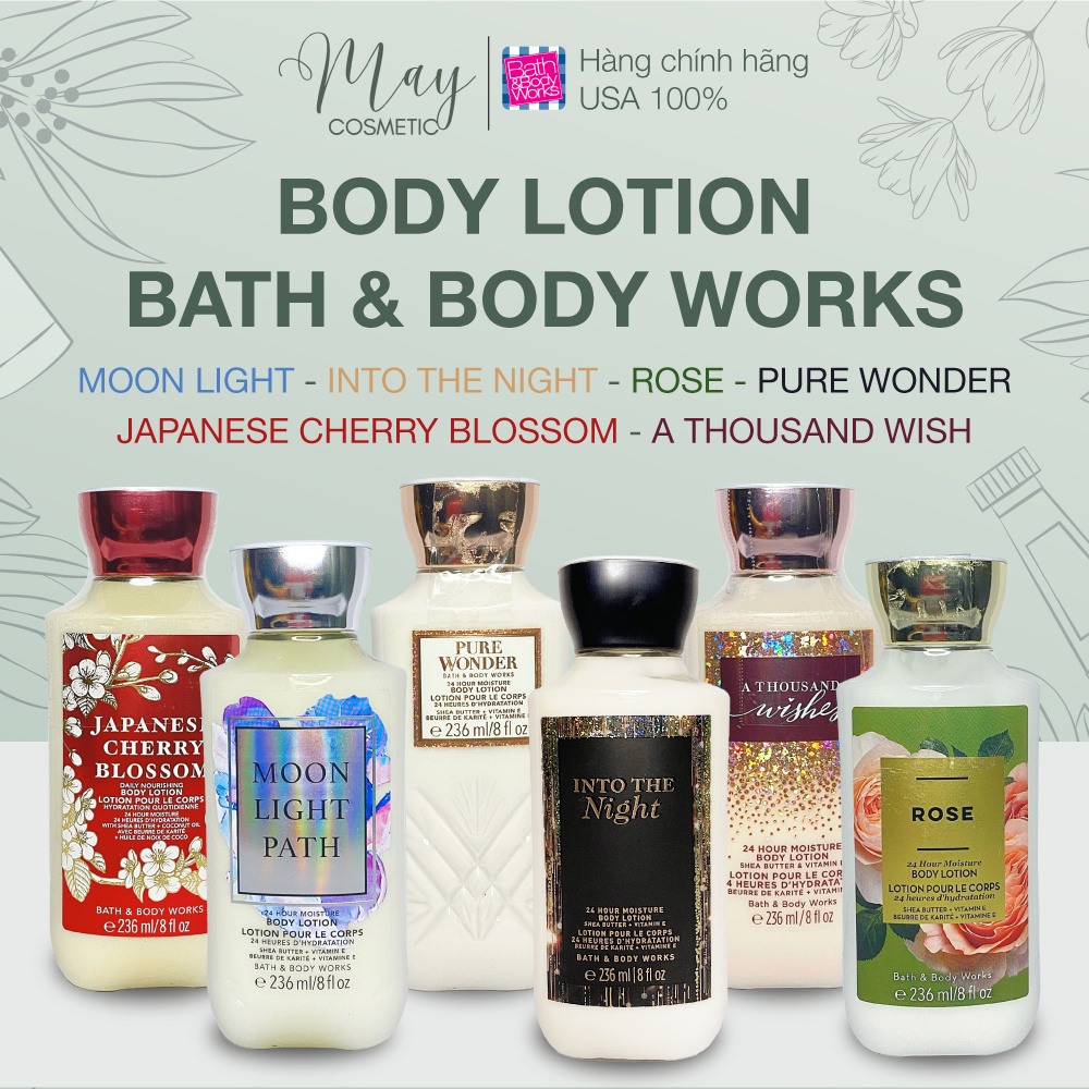Body Lotion BBW Nhiều Mùi Hương Xinh Đẹp, Quyến Rủ - Dưỡng Ẩm, Mềm Mịn Da Bath & Body Works 236ml By May Shop