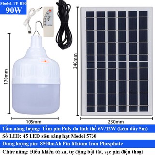 Đèn Búp NLMT 90W Sạc cho điện thoại pin 8500mah siêu bền