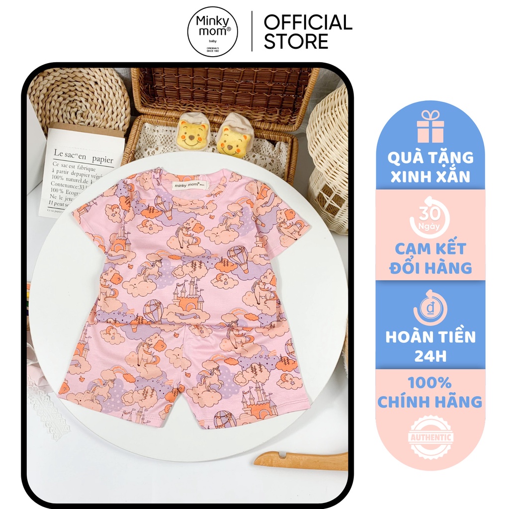 [SALE] Bộ Quần Áo Bé Gái, Bé Trai Minky Mom Vải Thun Lạnh Hoạ Tiết Ô Tô Cỏ Cây, Bộ Cộc Tay Cho Bé Mặc Nhà MKM2206