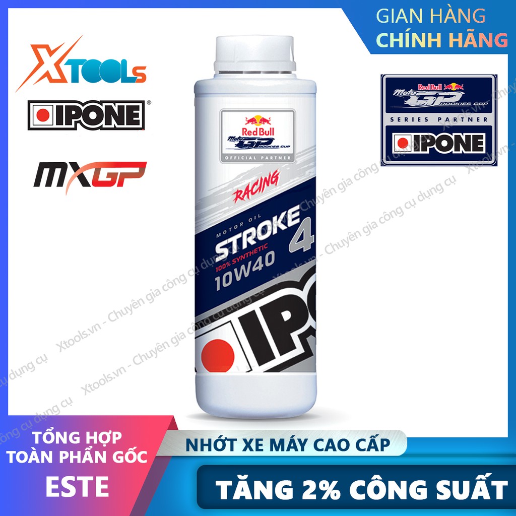 Nhớt xe máy 4t cao cấp IPONE STROKE 4 10W40 1L nhập khẩu PHÁP tổng hợp toàn phần cho xe số, côn tay, moto phân khối lớn