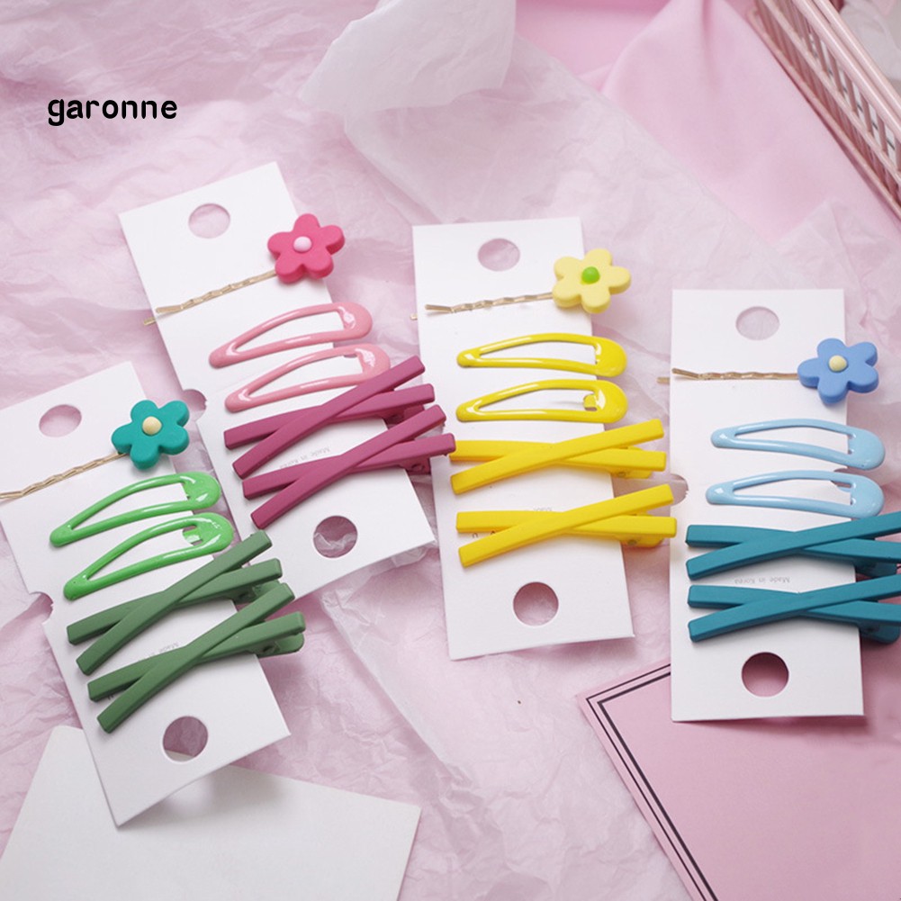 GA_7Pcs/Set Women Flower Cross Frosted Side Hair Clip Hairpin Barrette Bobby Pin