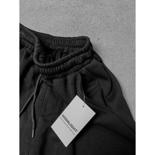 QUẦN SHORT NỈ BASIC TRƠN ĐEN FORM RỘNG UNISEX NAM NỮ