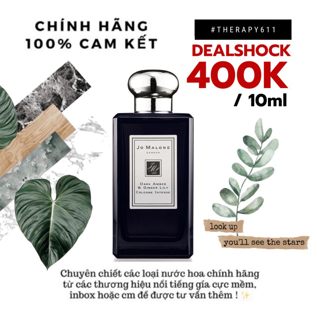 [𝗦𝗔𝗟𝗘]..::✨Nước hoa dùng thử Jo Malone Dark Amber &  Ginger Lily Test 10ml/20ml Spray / Chuẩn authentic✨::..