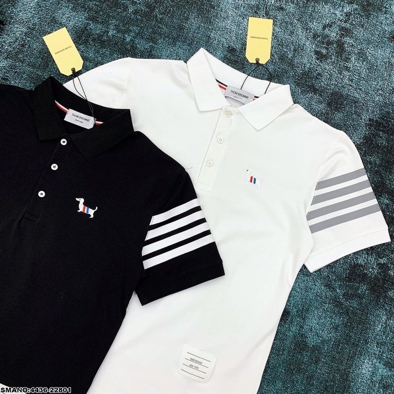 Áo Polo Nam Thom Browne Thêu Dog Viền Tay Cao Cấp - Áo Nam Polo Thom SPF Viền Tay