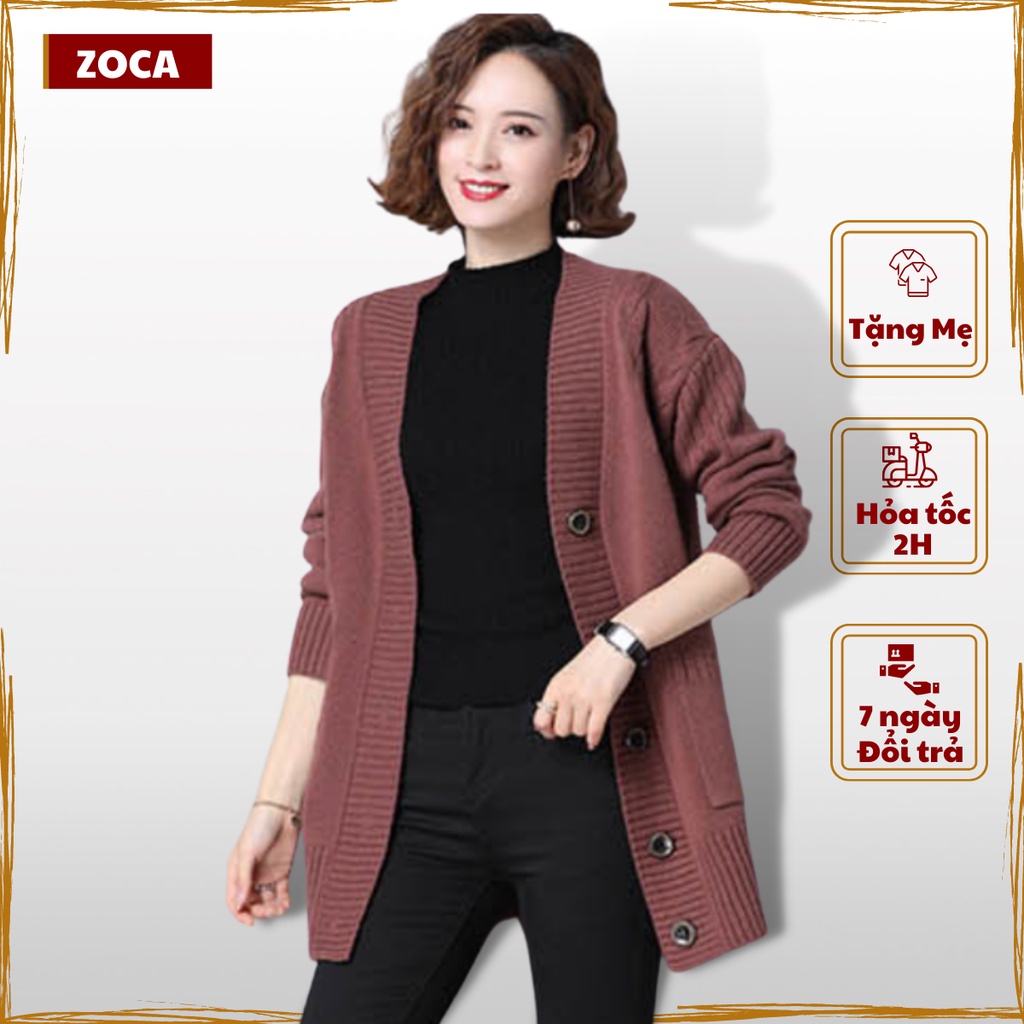 Áo khoác len cardigan dáng dài , Áo len khoác ngoài thu đông CDG04