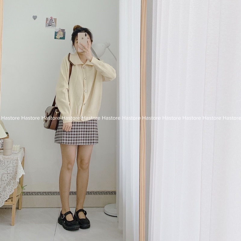 Áo len cổ bẻ viền Hàn Quốc
