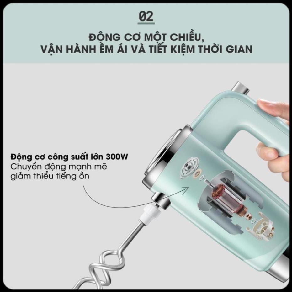 Máy đánh trứng cầm tay mini để bàn Bear  DDQ-B03V1_Công suất 300W_Dung tích 4L_Máy Trộn Bột_Đánh Kem Đa Năng_BH 18 th