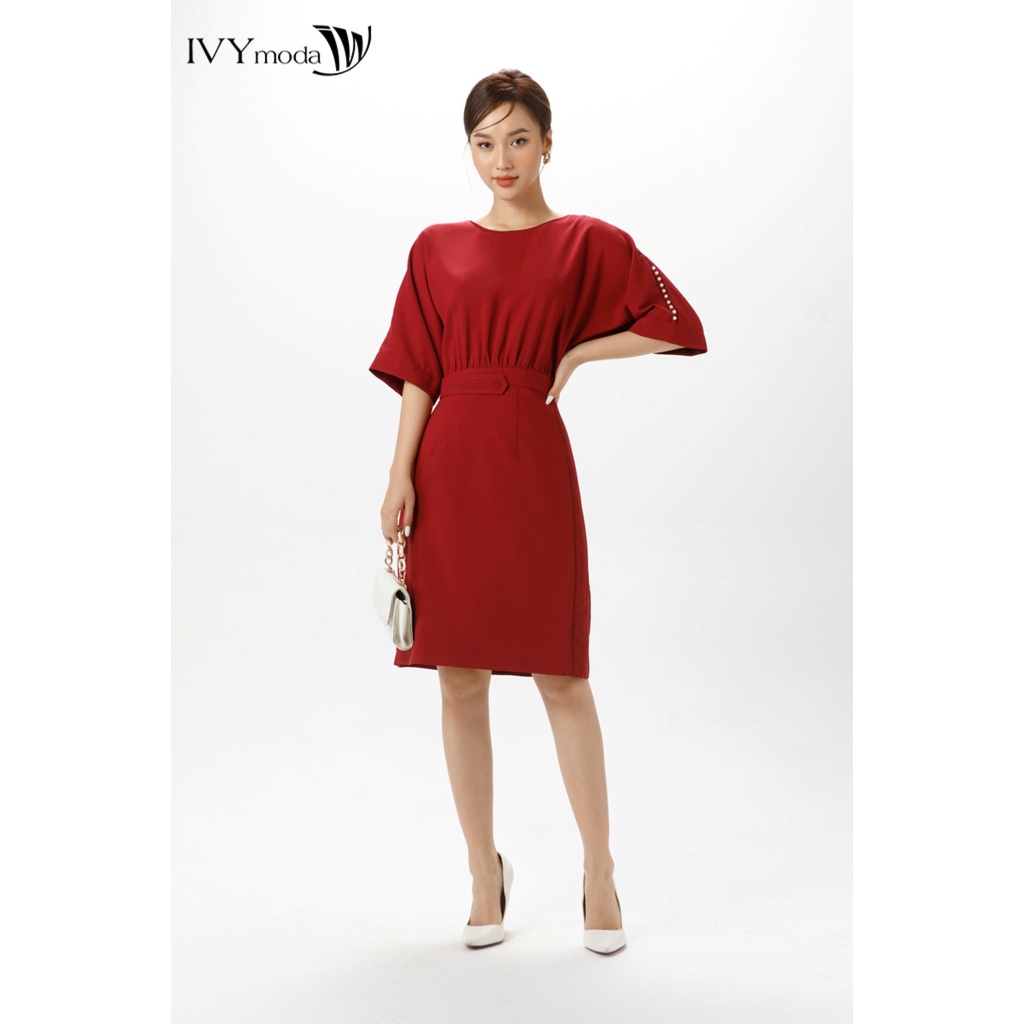 Đầm lụa nhăn tay lỡ IVY moda MS 48M7141