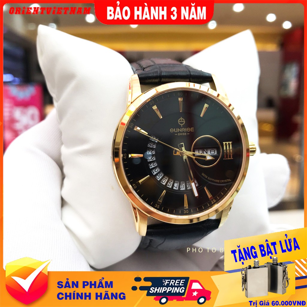 Đồng Hồ Nam Sunrise 1130SA G [ Chính Hãng Full Box ] Sapphire Chống Xước - Chống Nước- Dây Da