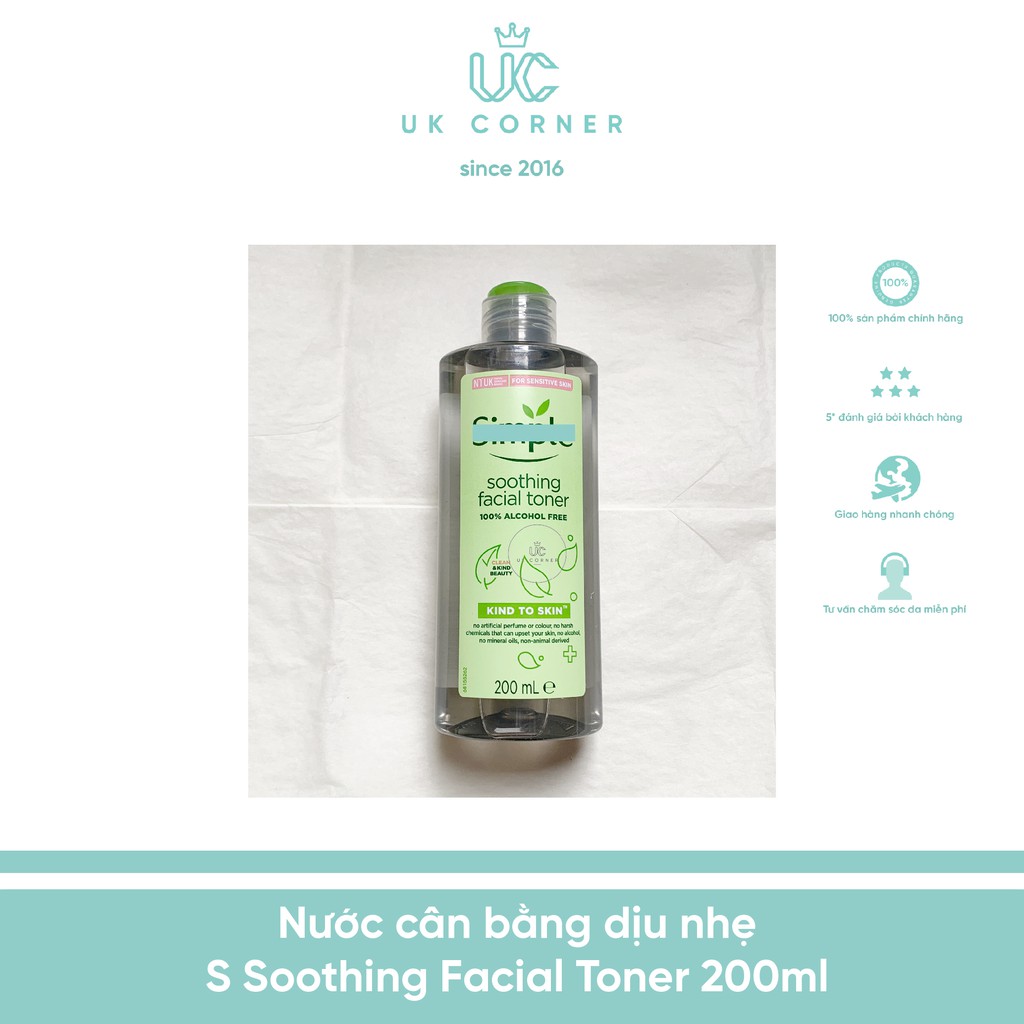 [Toner Simple mẫu mới nhất - có mùi thơm nhẹ] Nước cân bằng dịu nhẹ Simple Kind To Skin Soothing Facial Toner