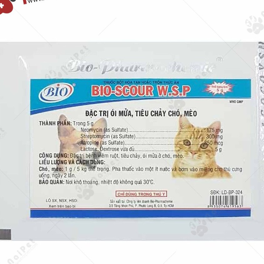 Giảm Ói Mửa Tiêu Chảy Chó Mèo Bio Scour WSP 5g