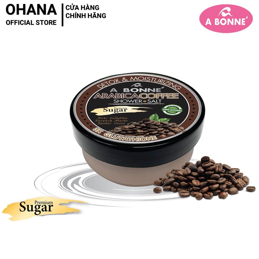 Muối Tắm Kết Hợp Đường A Bonne Cà Phê Arabica Tẩy Tế Bào Chết, Trắng Da A Bonne Arabica Coffee Shower Salt 350g (Hũ)