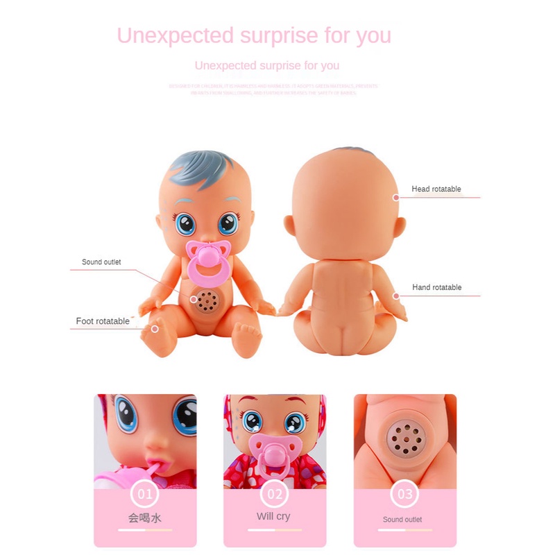 Cute Versatile 3D Vinyl Baby Doll for Girls 4-6 Years Old Children Gift