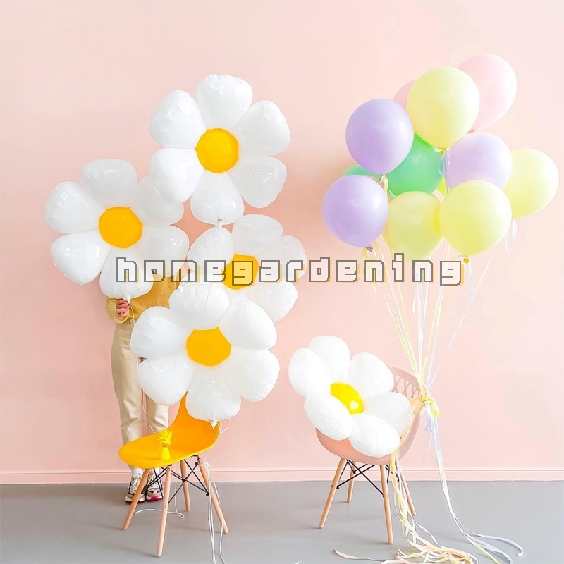 Bong bóng nhôm mỏng hình hoa cúc trắng thích hợp trang trí tiệc