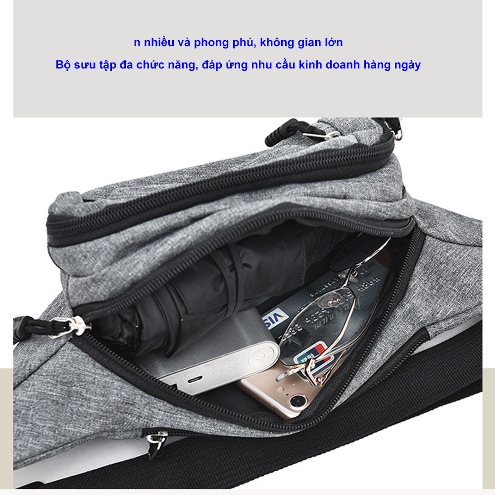 Túi đeo chéo thời trang chống thấm vải Oxford - Túi đeo eo lưng thể thao nam nữ phong cách Hàn Quốc