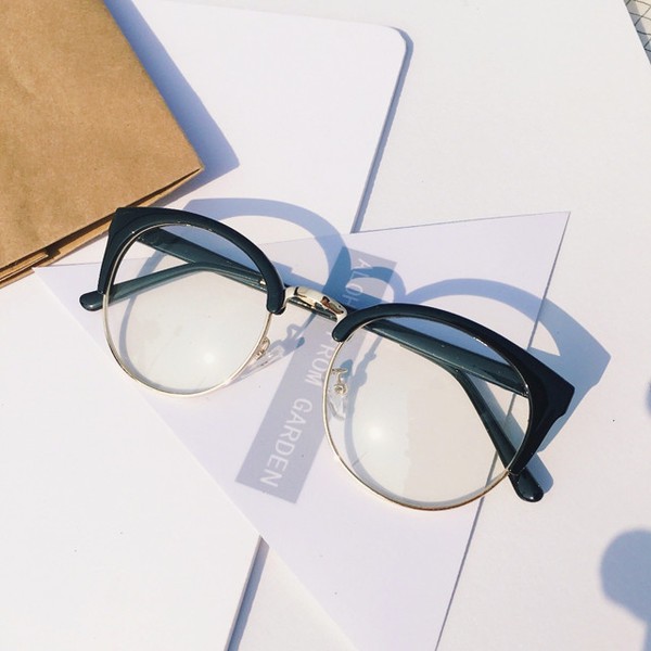 Gọng Kính nửa gọng unisex thời trang nam nữ 0 độ B104 | BigBuy360 - bigbuy360.vn