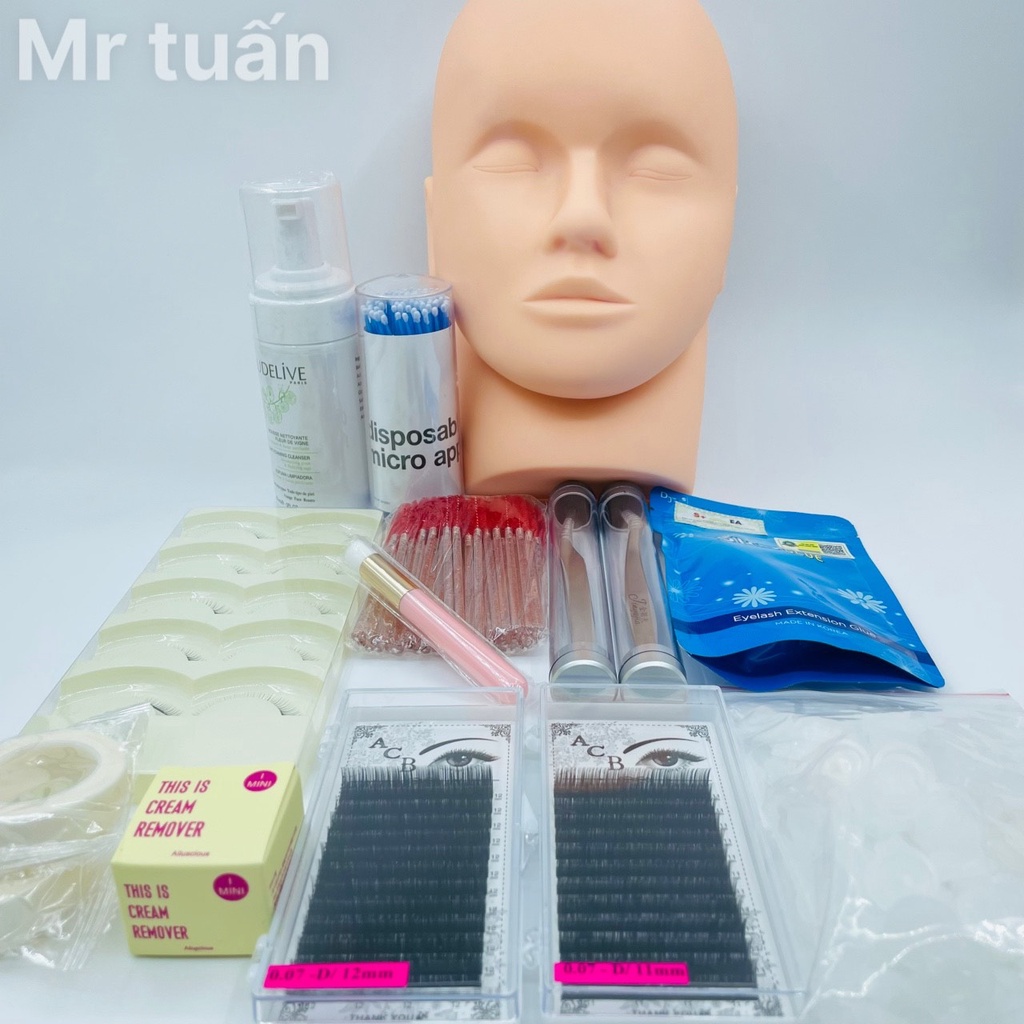 combo tập nối mi cơ bản 360k_dụng cụ mi_keo nối mi_uốn mi_mi khay_mi fan_MR TUẤN